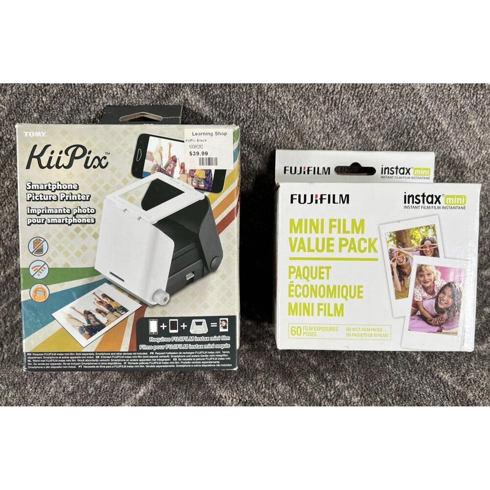 TOMY KiiPix Portable Smartphone Picture B&W Printer w/30 Exposures EXP.  6-2020